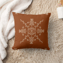 Cojín Decorativo Patrón de simetría de arte lineal boho indio marró