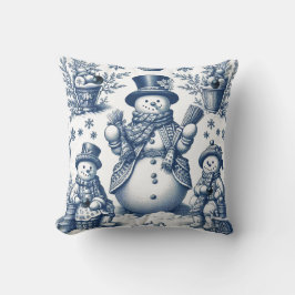 Cojín Decorativo Patrón de Snowman azul toile refinado