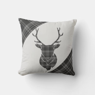 Cojín Decorativo Patrón de Stag Head y Gray Tartan