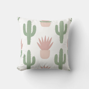 Cojín Decorativo Patrón de Suculentas de Cactus Pastel