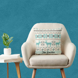 Cojín Decorativo Patrón de suéter de renos y copos de nieve nórdico