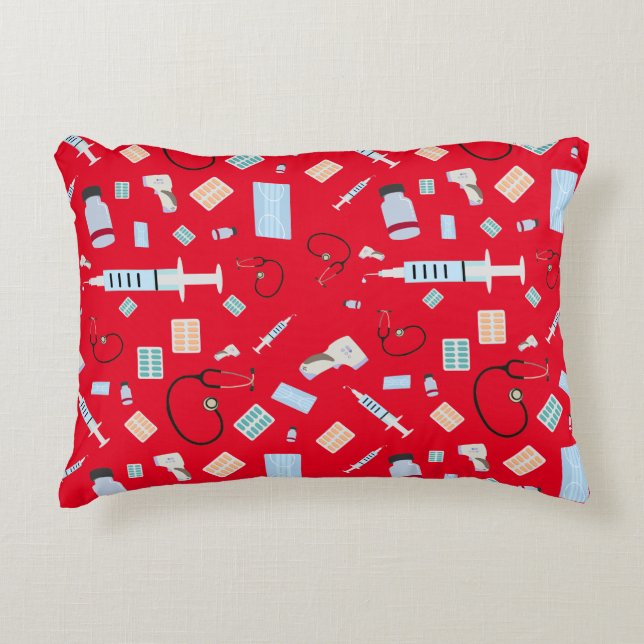 Cojín Decorativo Patrón de suministros médicos del médico (Anverso)