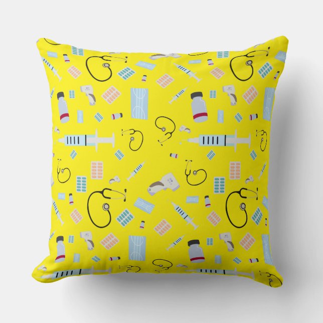 Cojín Decorativo Patrón de suministros médicos del médico (Anverso)