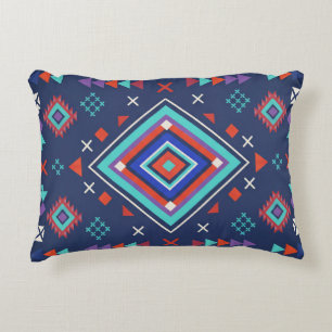 Cojín Decorativo Patrón de Superficie Geométrico Boho Turquesa de M
