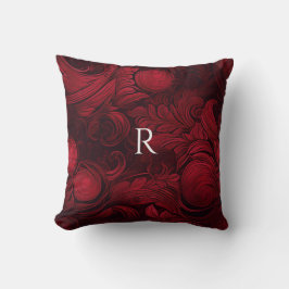 Cojín Decorativo Patrón De Swirl Oscuro Rojo Abstracto