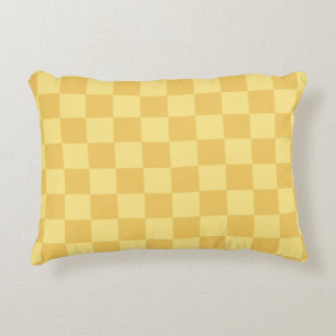 Cojín Decorativo Patrón de tablero de ajedrez amarillo