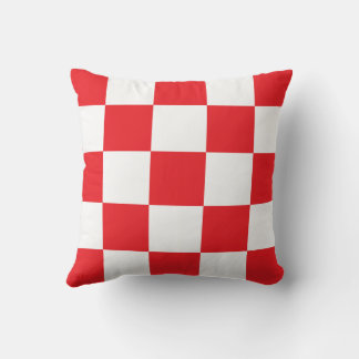 Cojín Decorativo Patrón de tablero de ajedrez croata rojo