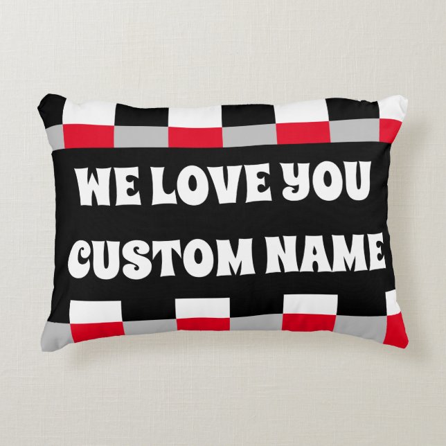 Cojín Decorativo Patrón de tablero de ajedrez editable (Anverso)