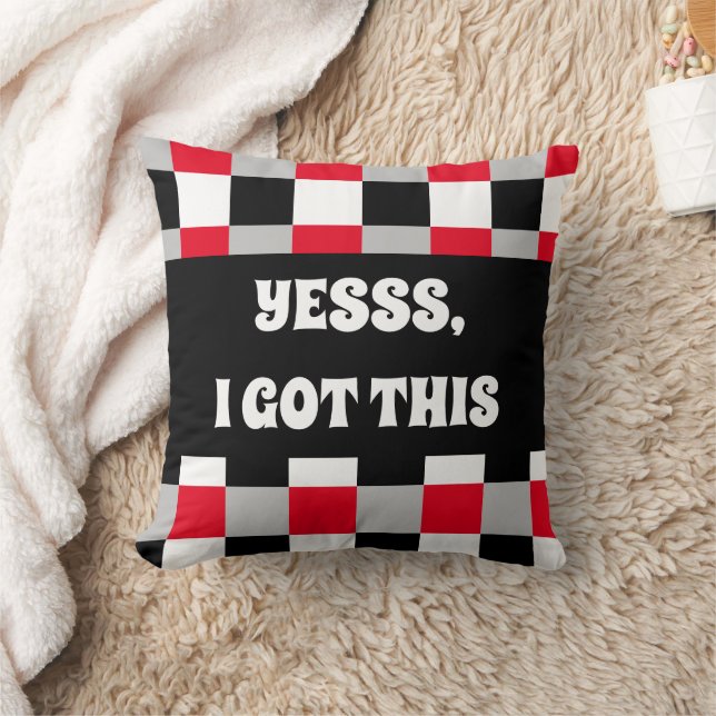 Cojín Decorativo Patrón de tablero de ajedrez editable (Manta)