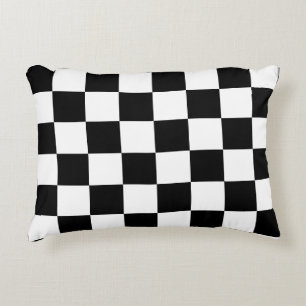 Cojín Decorativo Patrón de tablero de ajedrez en blanco y negro