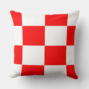 Cojín Decorativo patrón de tablero de ajedrez rojo y blanco