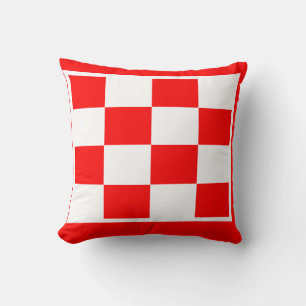 Cojín Decorativo patrón de tablero de damero rojo y blanco
