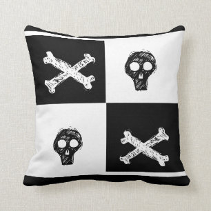 Cojín Decorativo patrón de tablero de fichas en blanco y negro
