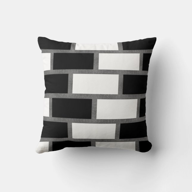 Cojín Decorativo Patrón De Tartán De Sillitoína Blanco Y Negro (Reverso)