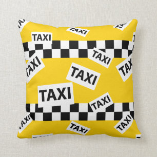 Cojín Decorativo Patrón de taxi amarillo para chofer de taxis de Nu