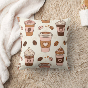 Cojín Decorativo Patrón de taza de café acogedor (12)