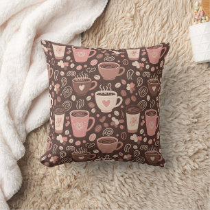 Cojín Decorativo Patrón de taza de café acogedor (2)