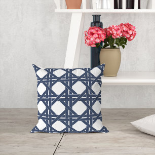 Cojín Decorativo Patrón de tejado de vástago de verano blanco y nav