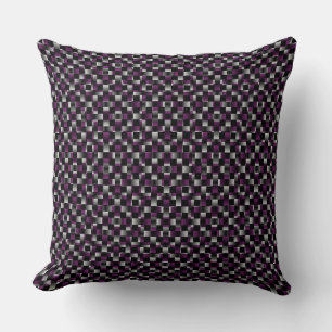 Cojín Decorativo Patrón de Tejido Negro Blanco Frambuesa