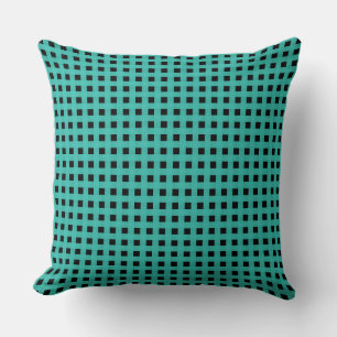Cojín Decorativo Patrón de Tejido Negro Turquesa