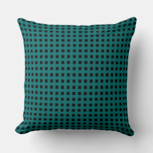 Cojín Decorativo Patrón de Tejido Negro Verde