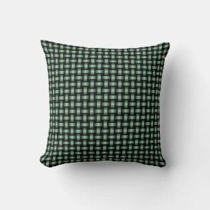 Cojín Decorativo Patrón de Tejido Verde Negro