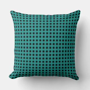 Cojín Decorativo Patrón de Tejido Verde Negro