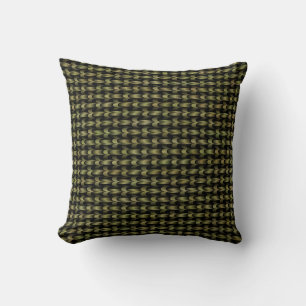 Cojín Decorativo Patrón de Tejido Verde Negro