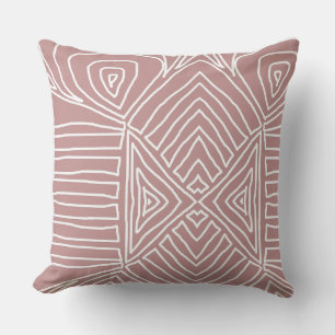 Cojín Decorativo patrón de tela de barro de mauve rosa tribal Maze