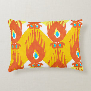 Cojín Decorativo Patrón de tela de Ikat: Diseño de cosecha étnica.