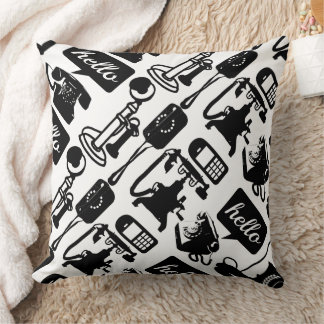 Cojín Decorativo Patrón de teléfono negro retro
