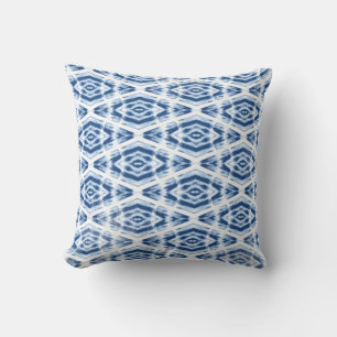 Cojín Decorativo Patrón de teñido de nudo Shibori abstracto azul bl