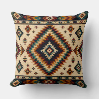Cojín Decorativo Patrón de Textil Geométrico Turquesa – Diamante Bo