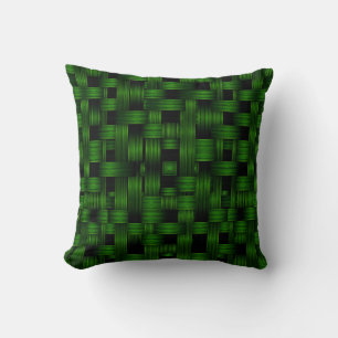 Cojín Decorativo Patrón de textura de cesta tejida verde esmeralda