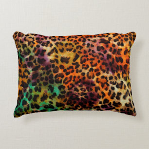 Cojín Decorativo patrón de textura de leopardo colorido abstracto