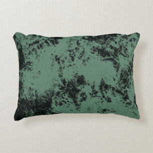 Cojín Decorativo Patrón de textura de mármol en negro y verde