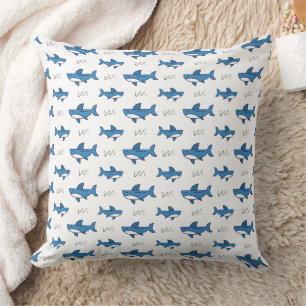 Cojín Decorativo Patrón de tiburón azul lindo