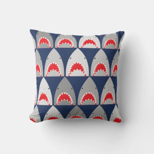 Cojín Decorativo Patrón de tiburones monograma
