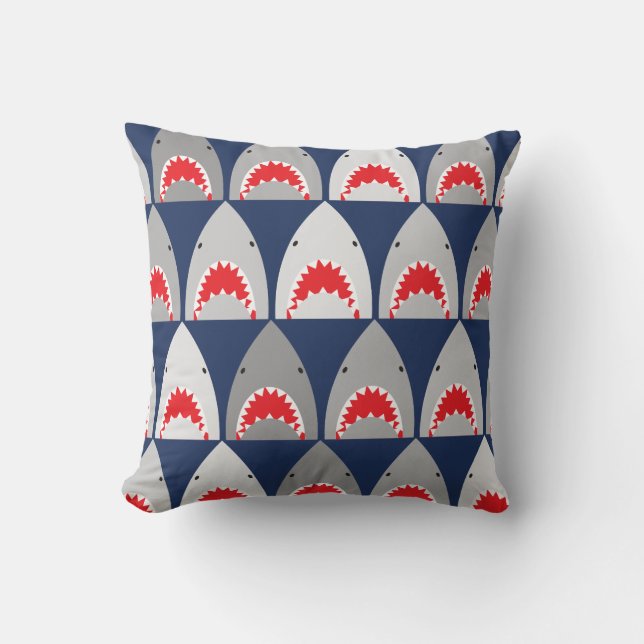 Cojín Decorativo Patrón de tiburones monograma (Anverso)