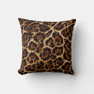 Cojín Decorativo Patrón de Tigre de Cristal Negro y Dorado