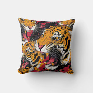 Cojín Decorativo Patrón de tigre enredadero con barniz