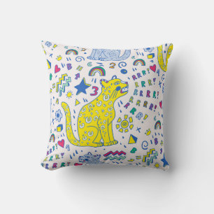 Cojín Decorativo Patrón de tigre infantil y arcoiris