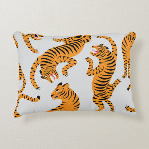 Cojín Decorativo Patrón de tigres sin foco, tema de vida salvaje.