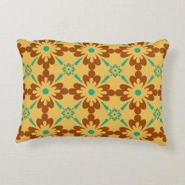 Cojín Decorativo Patrón De Tile Español Turquesa Marrón Y Amarillo