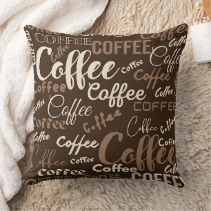 Cojín Decorativo Patrón de tipografía de café vintage (3)