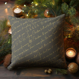 Cojín Decorativo Patrón de tipografía de Navidades de oro verde36 I