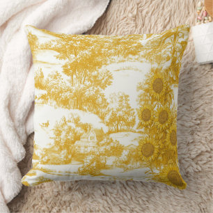 Cojín Decorativo Patrón de Toile de Girasoles del País Francés Dora