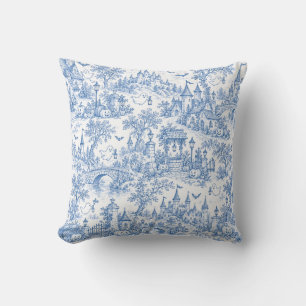 Cojín Decorativo Patrón de toile de Halloween azul con fantasmas de