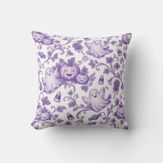 Cojín Decorativo Patrón de toile de Halloween morado caprichoso, ni