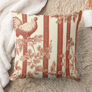 Cojín Decorativo Patrón de Toile Floral de Gallina Roja País Francé